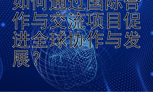 如何通过国际合作与交流项目促进全球协作与发展？