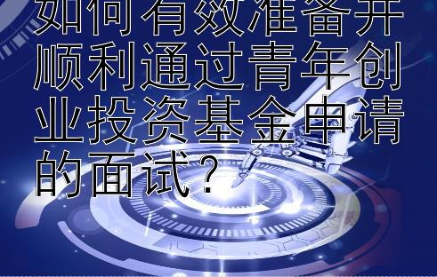 如何有效准备并顺利通过青年创业投资基金申请的面试？