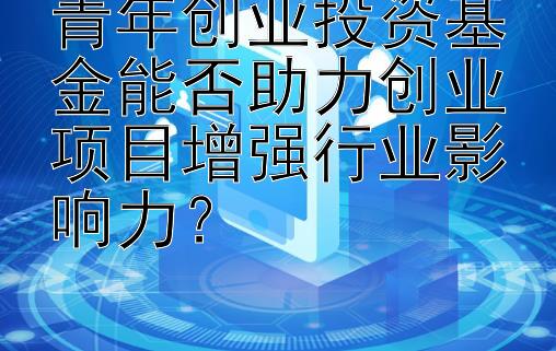 青年创业投资基金能否助力创业项目增强行业影响力？