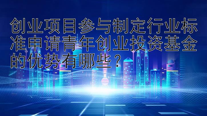 创业项目参与制定行业标准申请青年创业投资基金的优势有哪些？