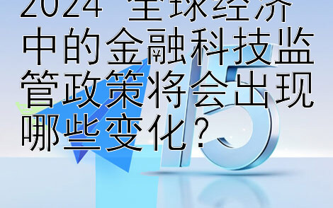 2024 全球经济中的金融科技监管政策将会出现哪些变化？