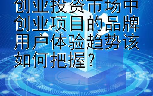 创业投资市场中创业项目的品牌用户体验趋势该如何把握？