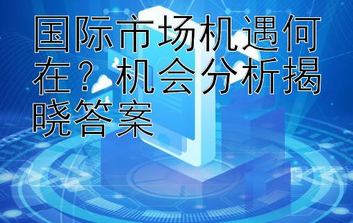 国际市场机遇何在？机会分析揭晓答案